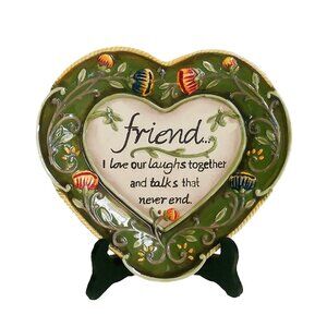 Friend Heart-Shaped Ceramic Plate by Carson Home Accents, Inspirational Gift